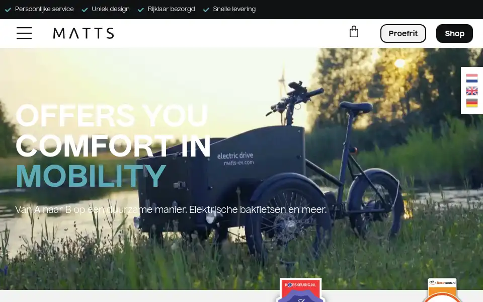 Screenshot of matts-ev.com