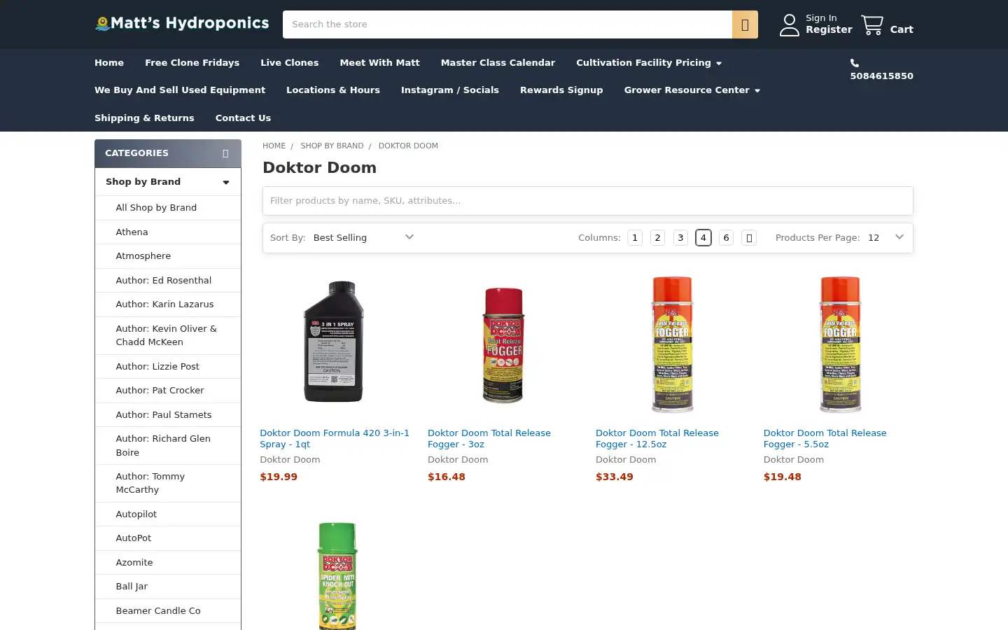Screenshot of mattshydroponics.com