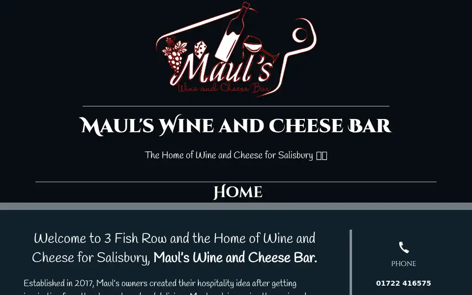 Screenshot of maulswinebar.com
