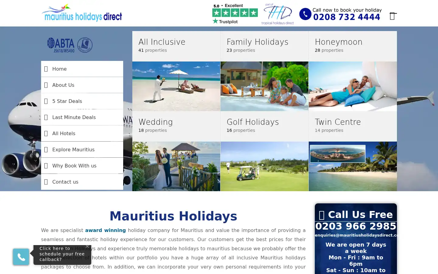 Screenshot of mauritiusholidaysdirect.co.uk