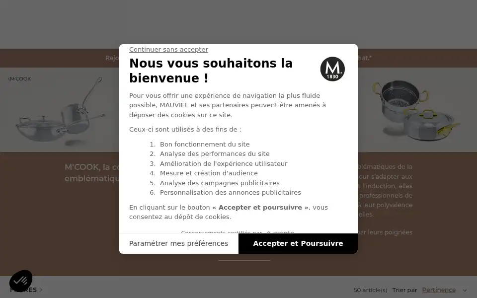Screenshot of mauviel-boutique.com