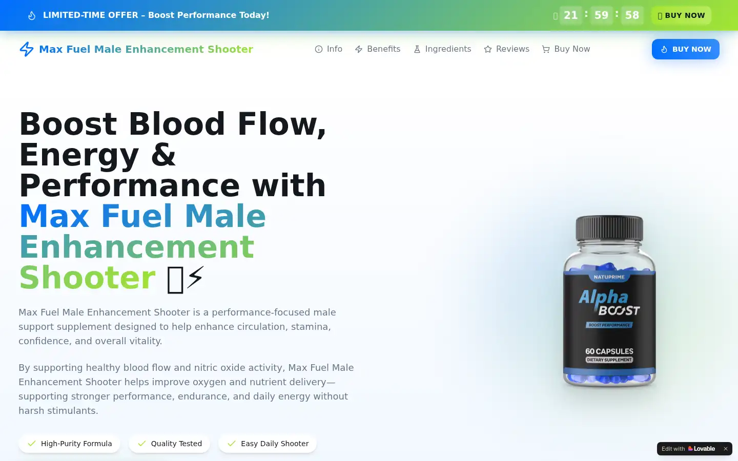 Screenshot of max-fuel.lovable.app
