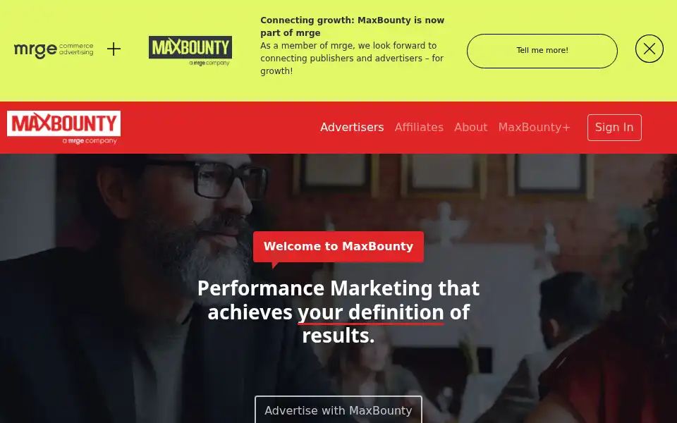 Screenshot of maxbounty.com