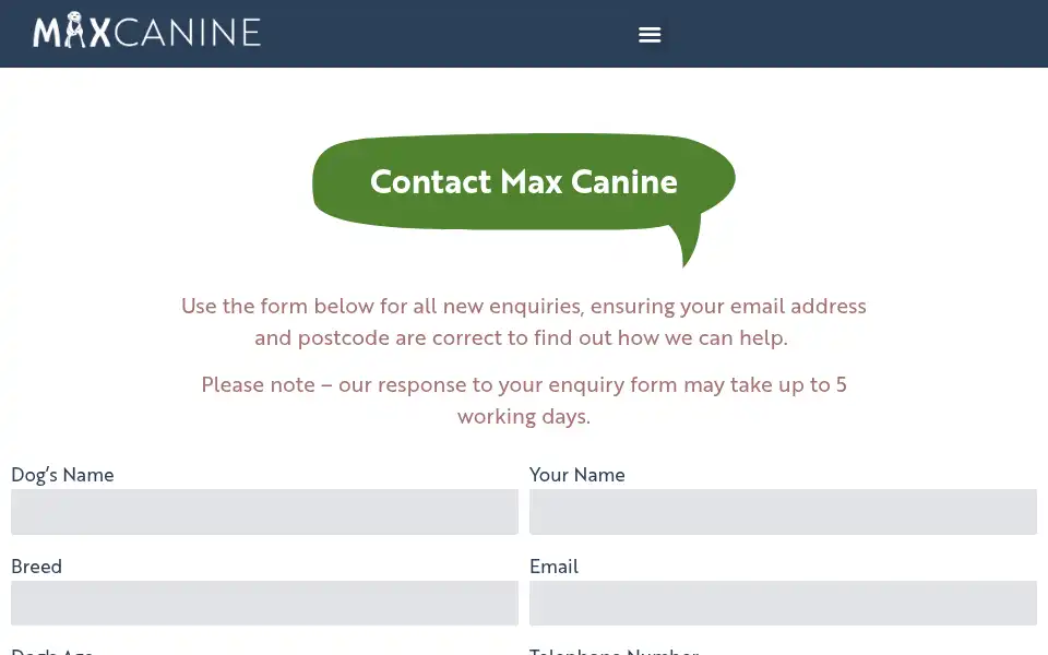 Screenshot of maxcanine.co.uk
