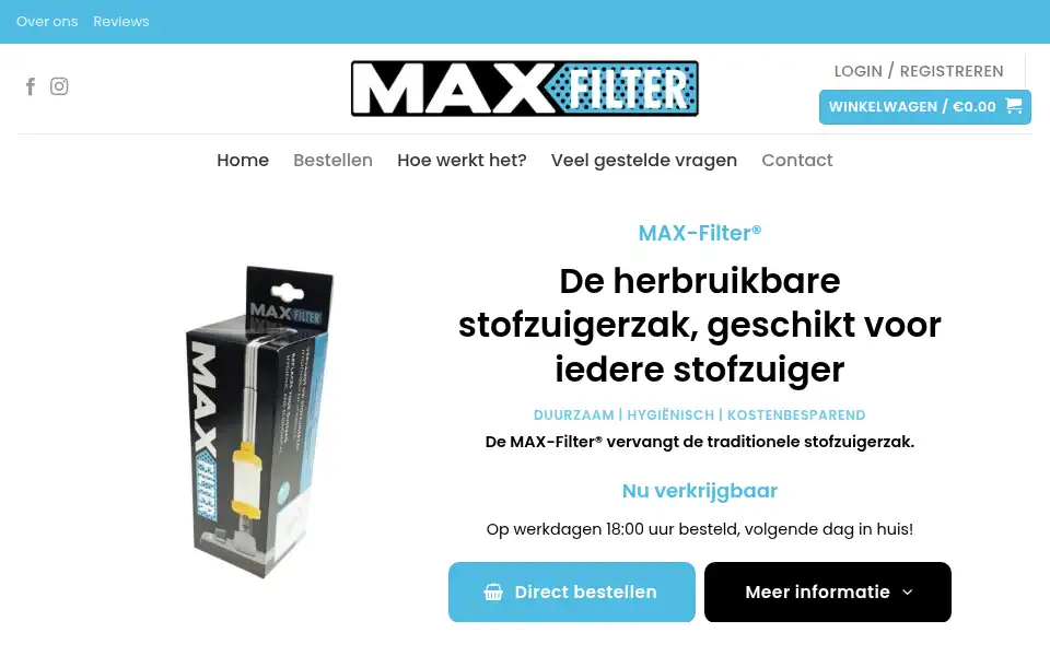 Screenshot of maxfilter.nl