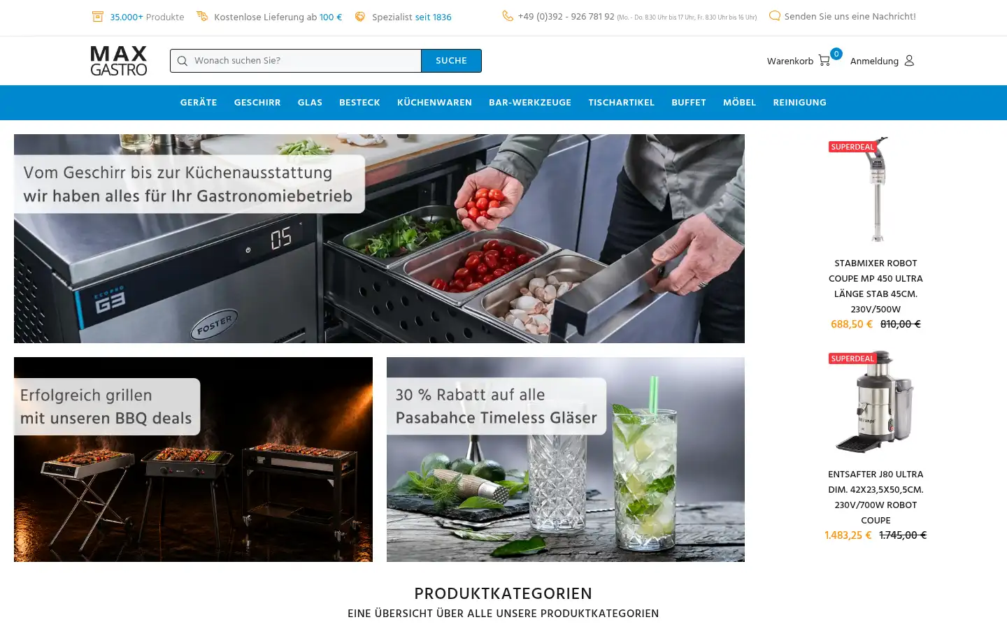 Screenshot of maxgastro.de