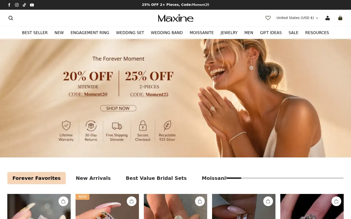 Screenshot of maxinejewelry.com