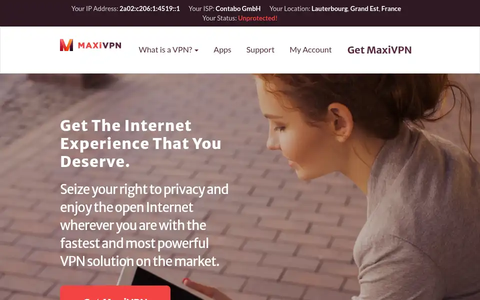 Screenshot of maxivpn.com