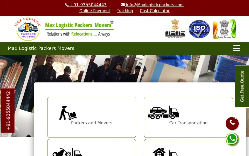 Screenshot of maxlogisticpackers.com