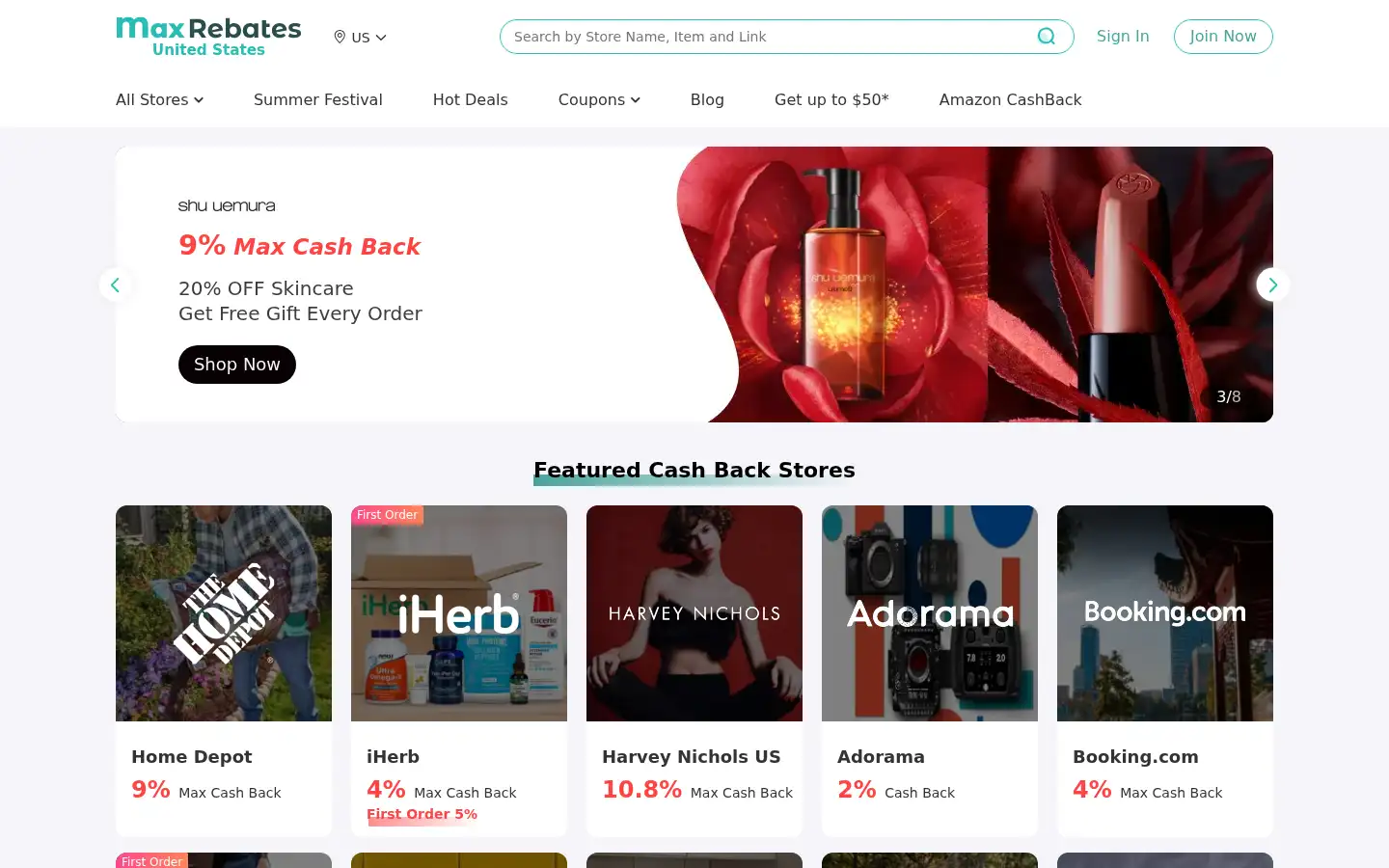 Screenshot of maxrebates.com