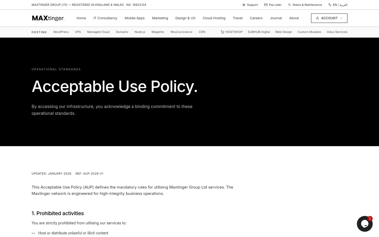 Screenshot of maxtinger.co.uk