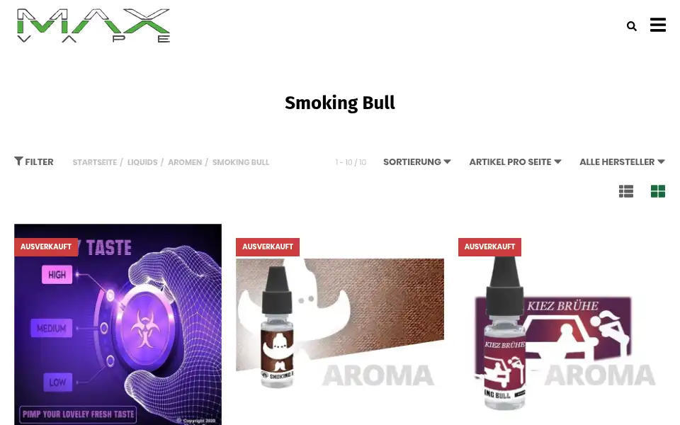 Screenshot of maxvape.de