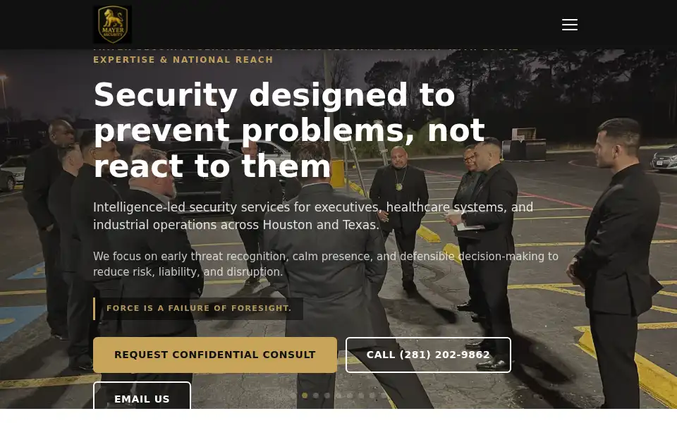 Screenshot of mayersecurity.com