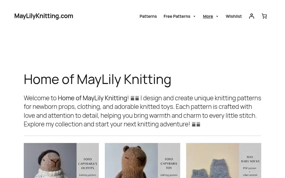 Screenshot of maylilyknitting.com