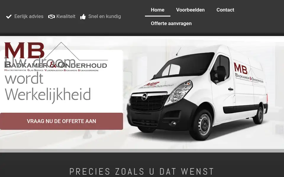 Screenshot of mbbadkamerenonderhoud.nl