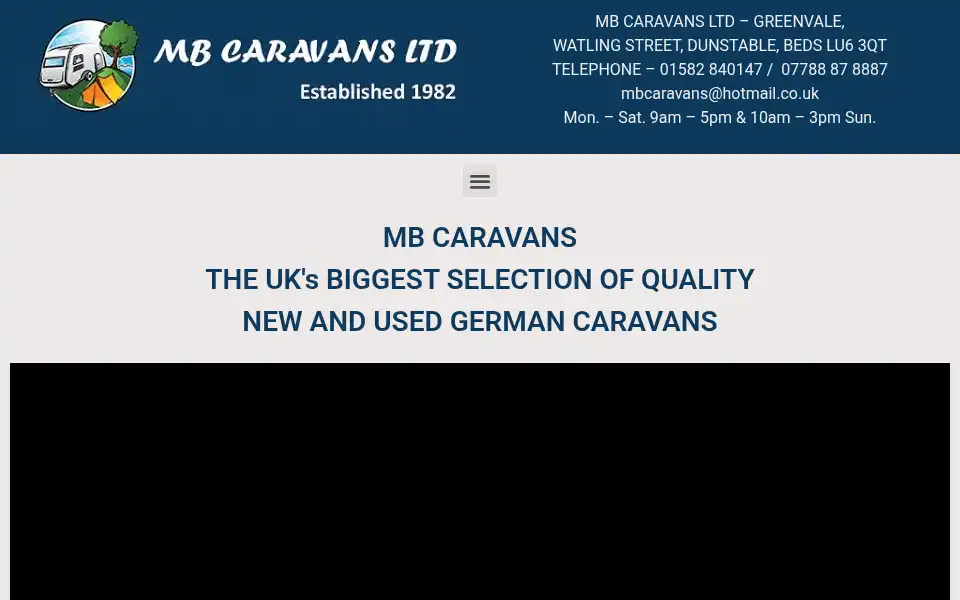 Screenshot of mbcaravans.co.uk