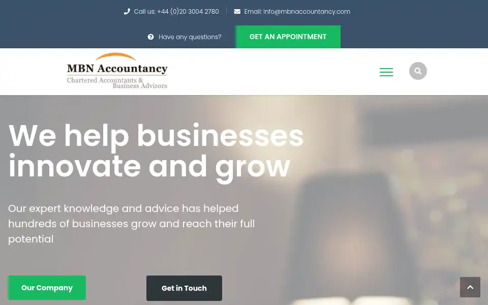 Screenshot of mbnaccountancy.com