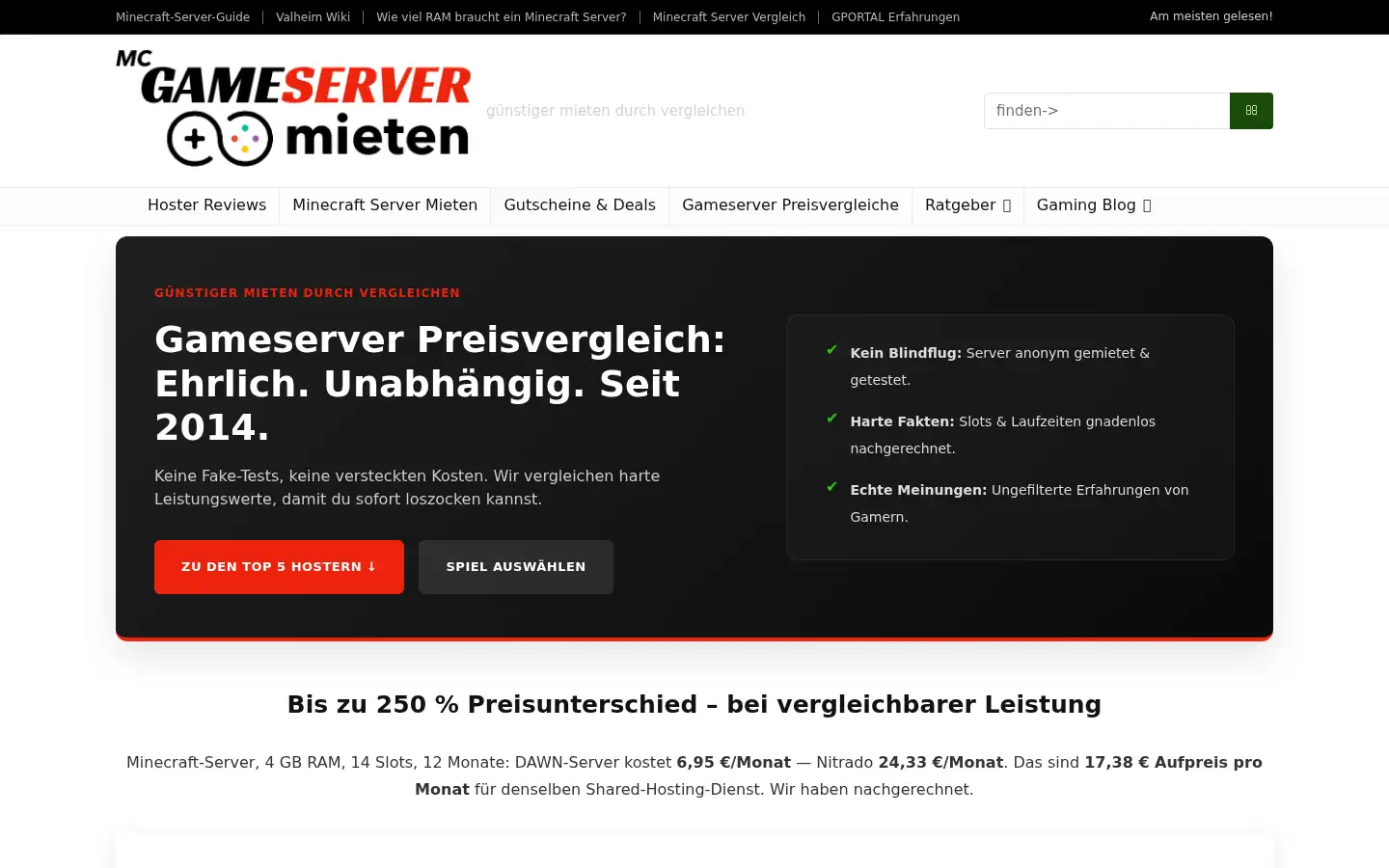 Screenshot of mc-gameserver-mieten.de