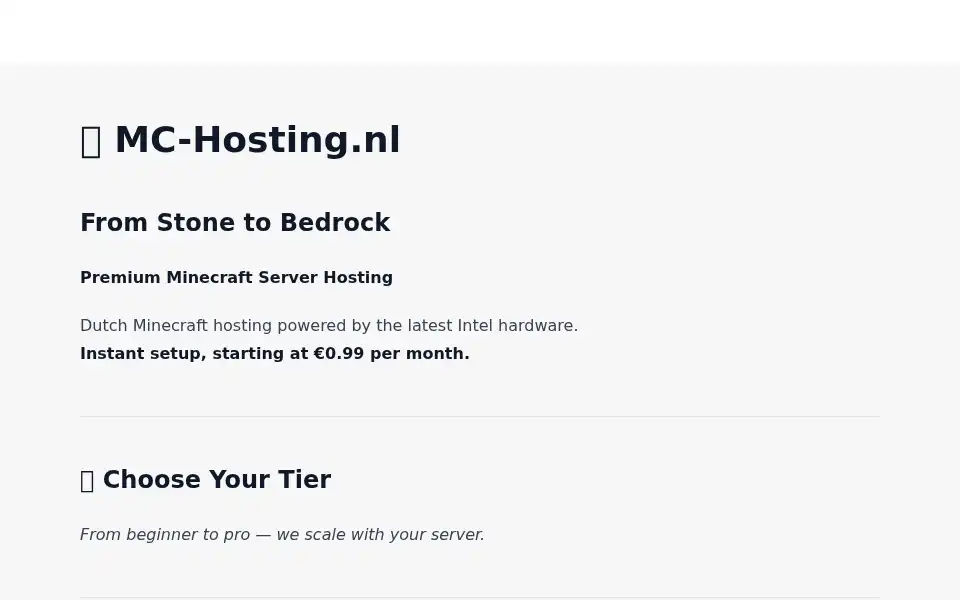 Screenshot of mc-hosting.nl
