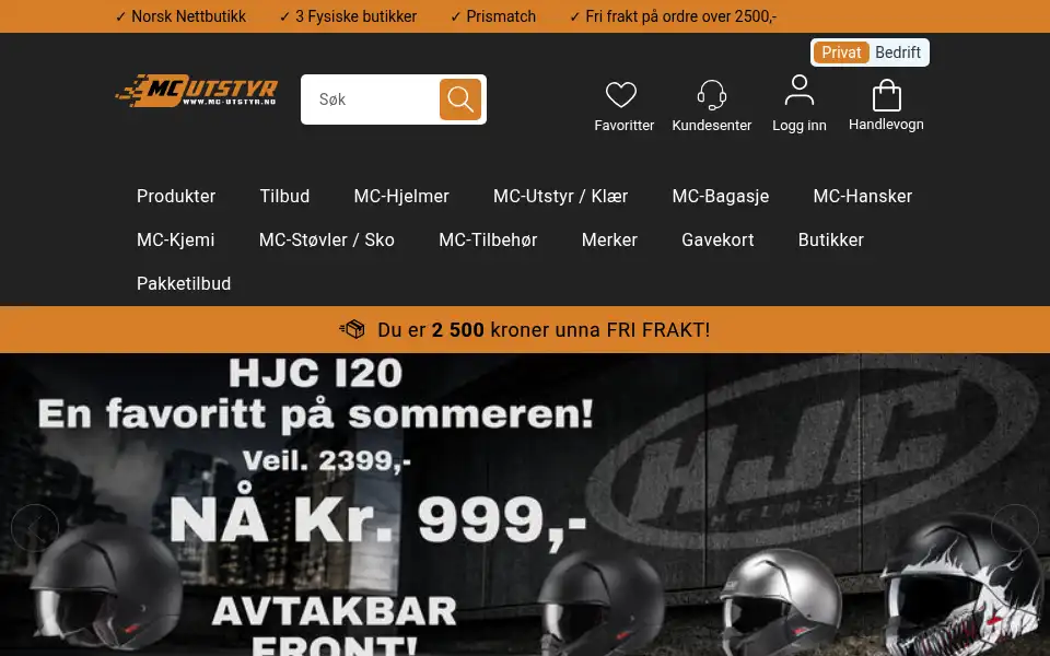 Screenshot of mc-utstyr.no