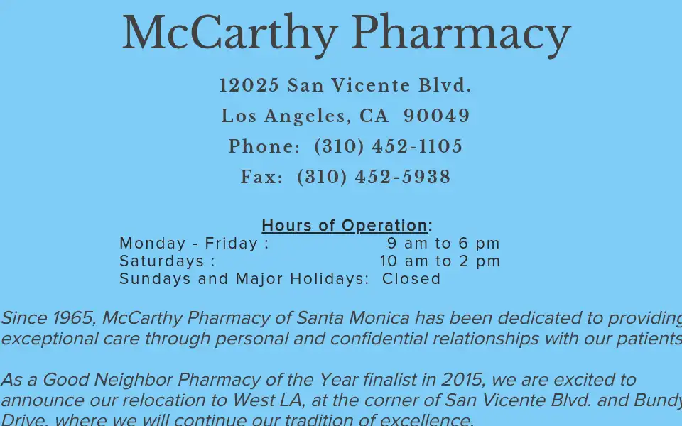 Screenshot of mccarthypharmacy.org