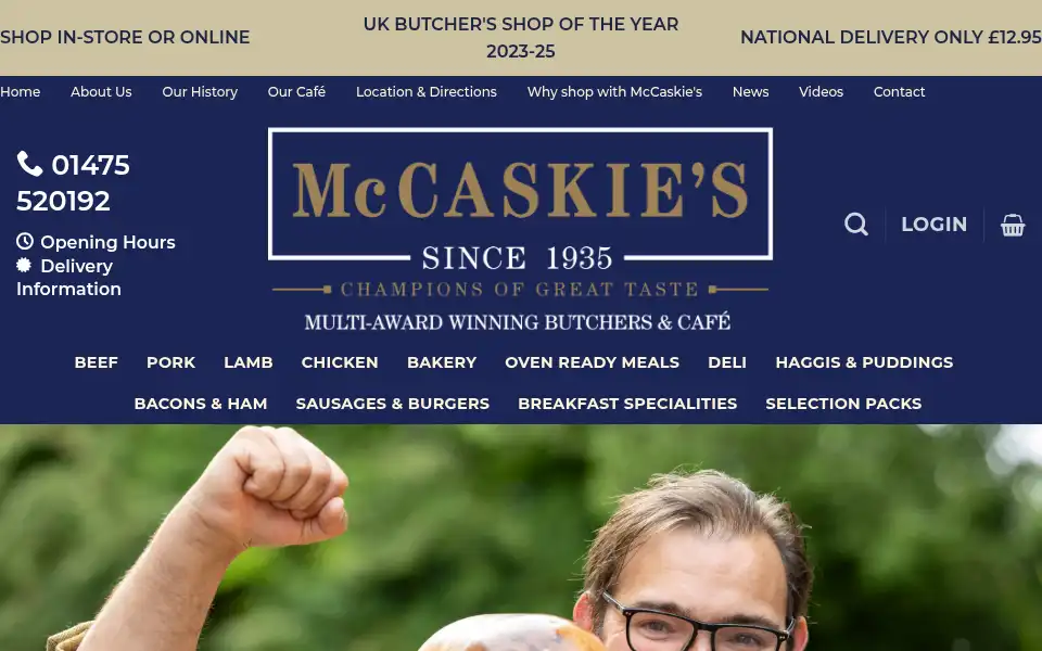 Screenshot of mccaskiebutcher.co.uk