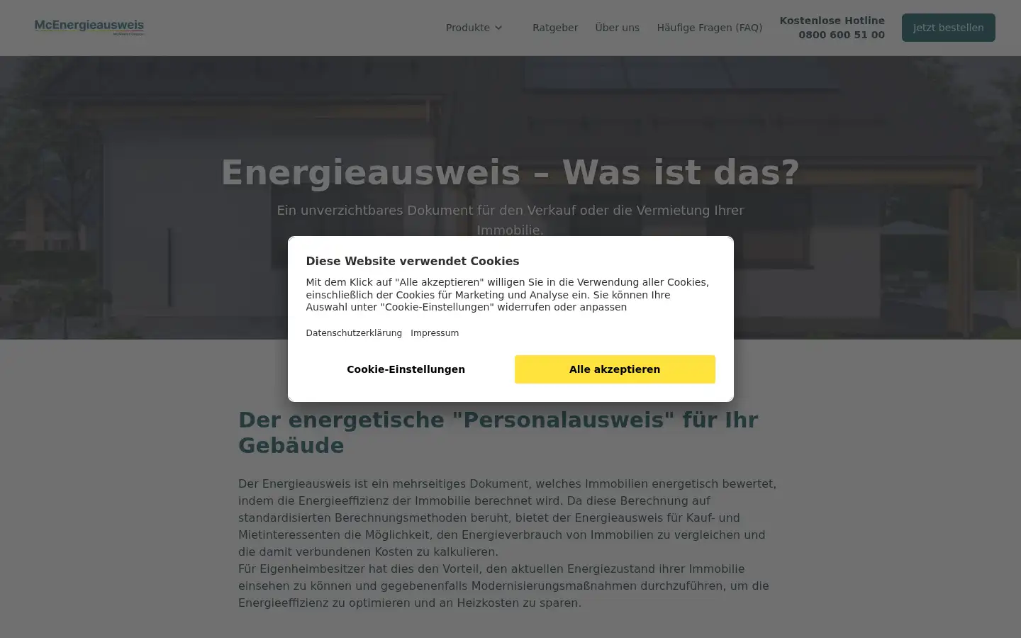 Screenshot of mcenergieausweis.de