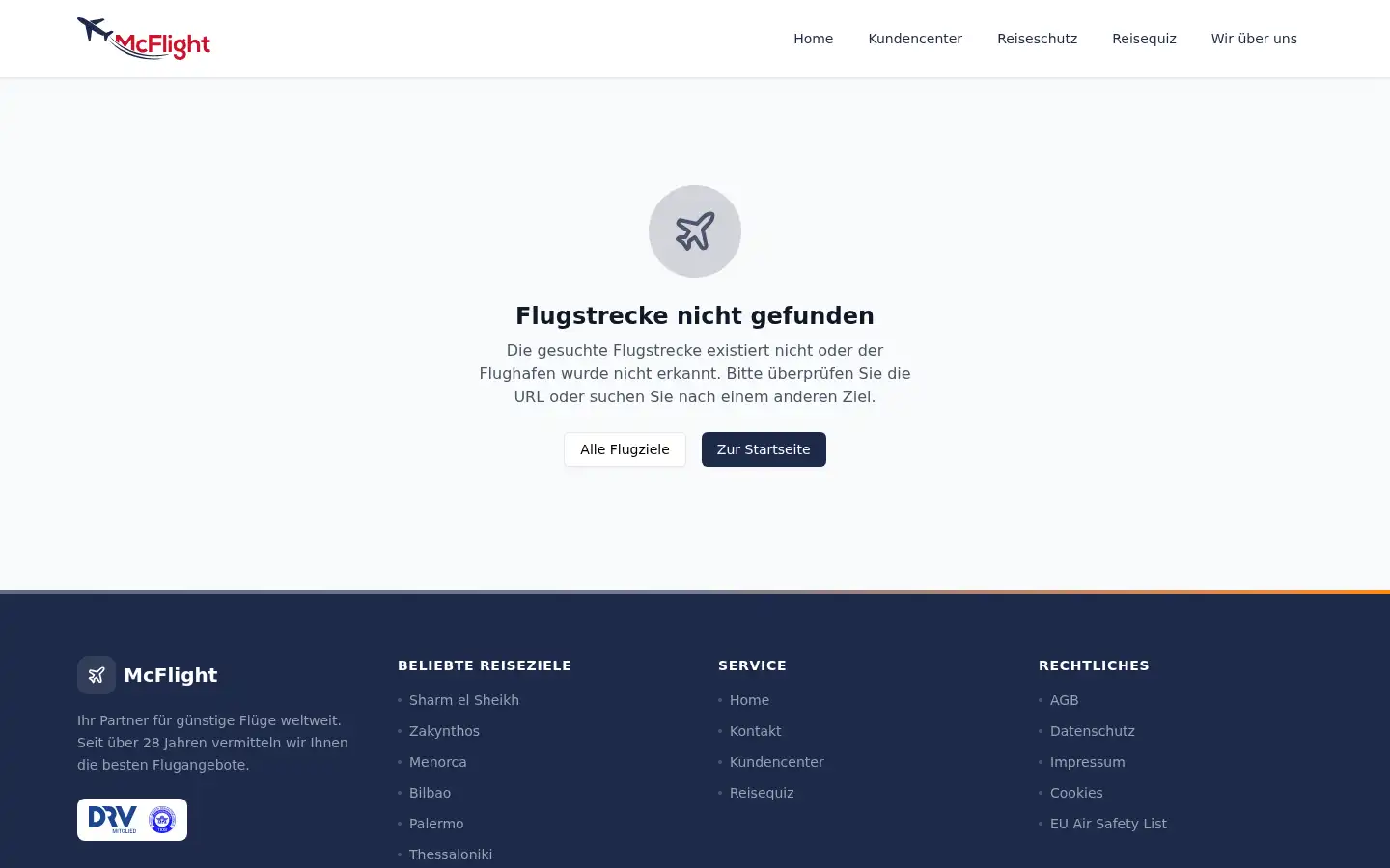 Screenshot of mcflight.com