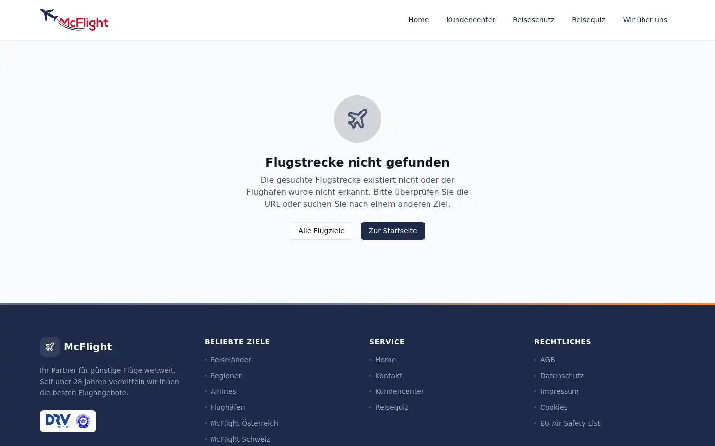 Screenshot of mcflight.de