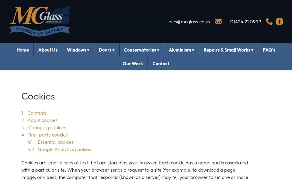 Screenshot of mcglass.co.uk