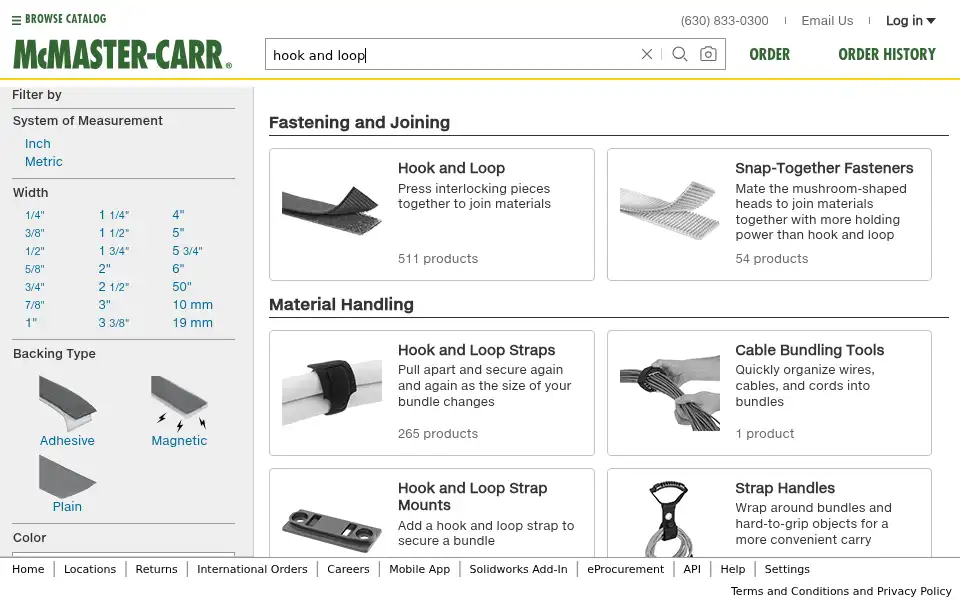 Screenshot of mcmaster.com