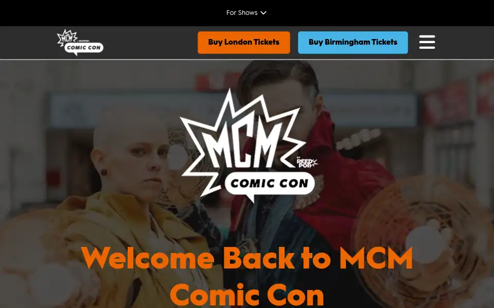 Screenshot of mcmcomiccon.com