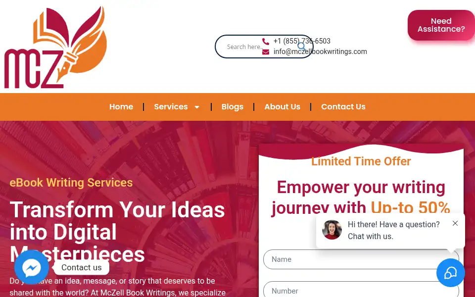 Screenshot of mczellbookwritings.com
