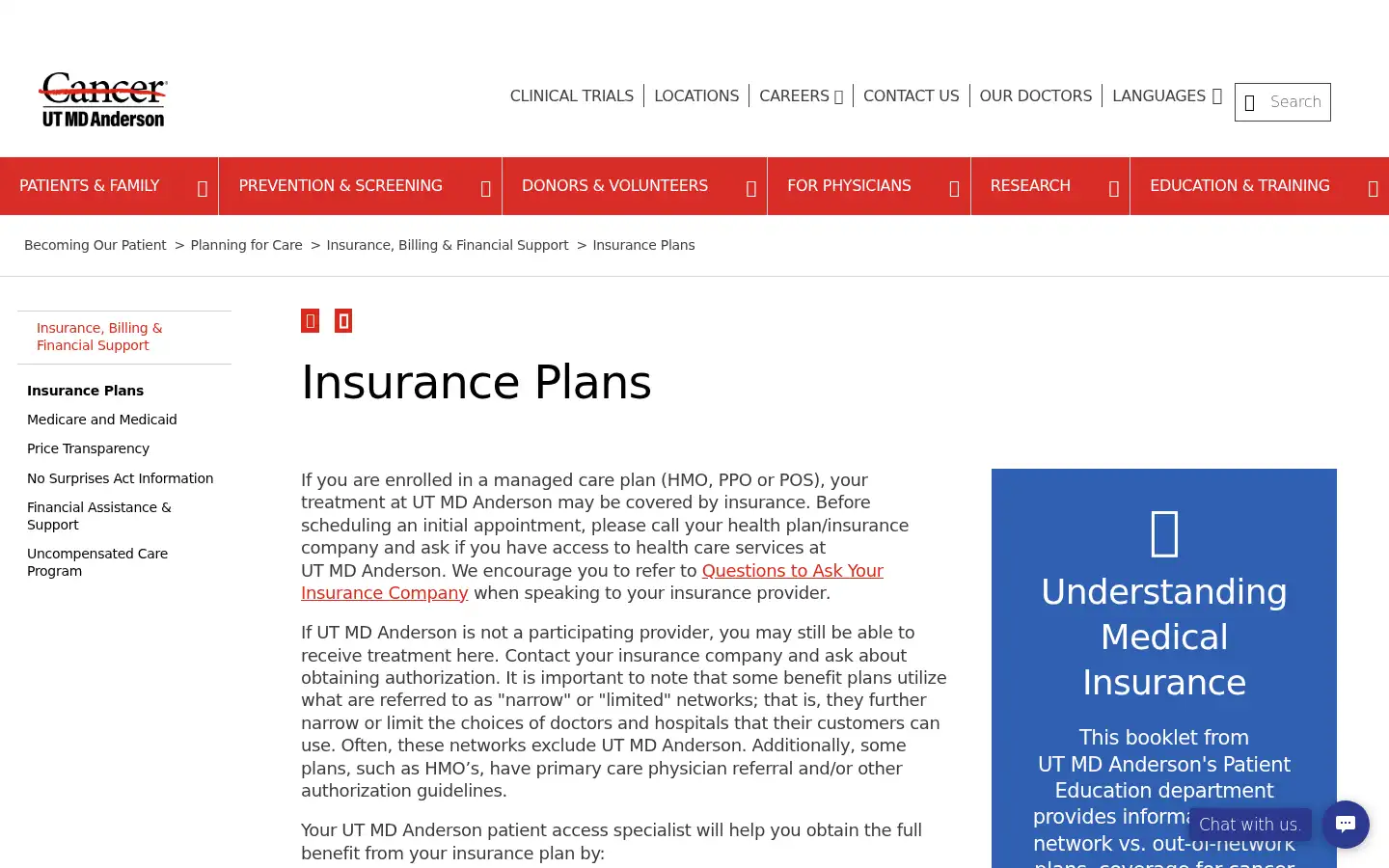 Screenshot of mdanderson.org