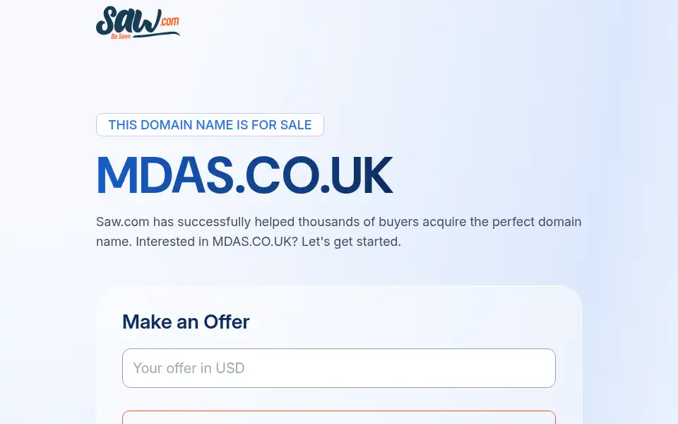 Screenshot of mdas.co.uk
