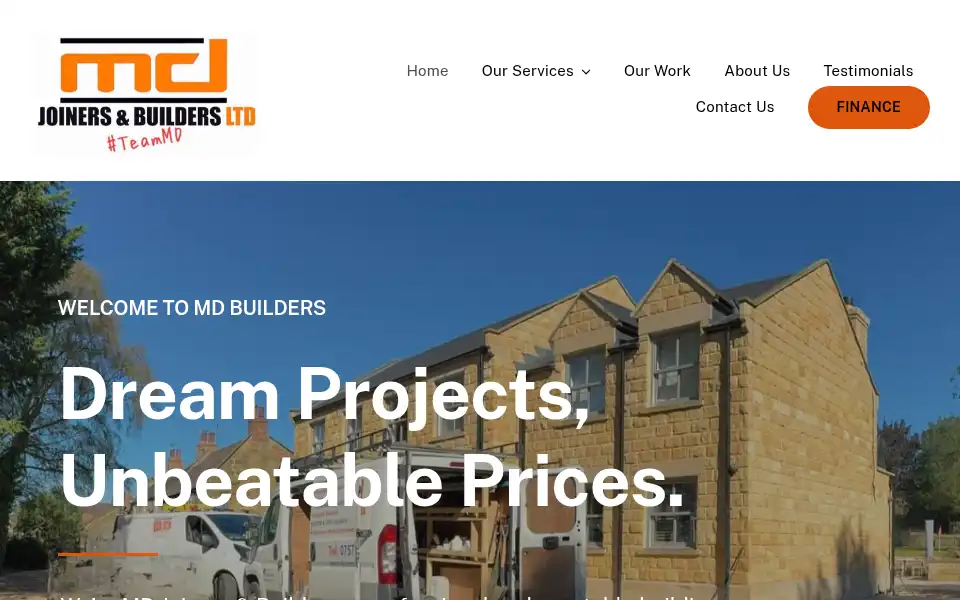 Screenshot of mdjoinersandbuilders.co.uk
