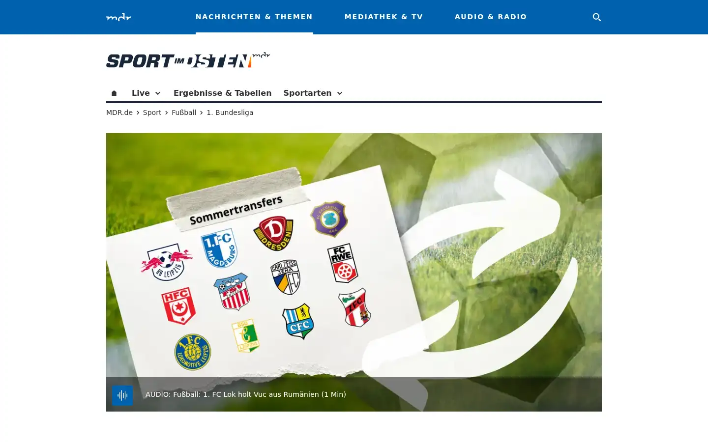 Screenshot of mdr.de