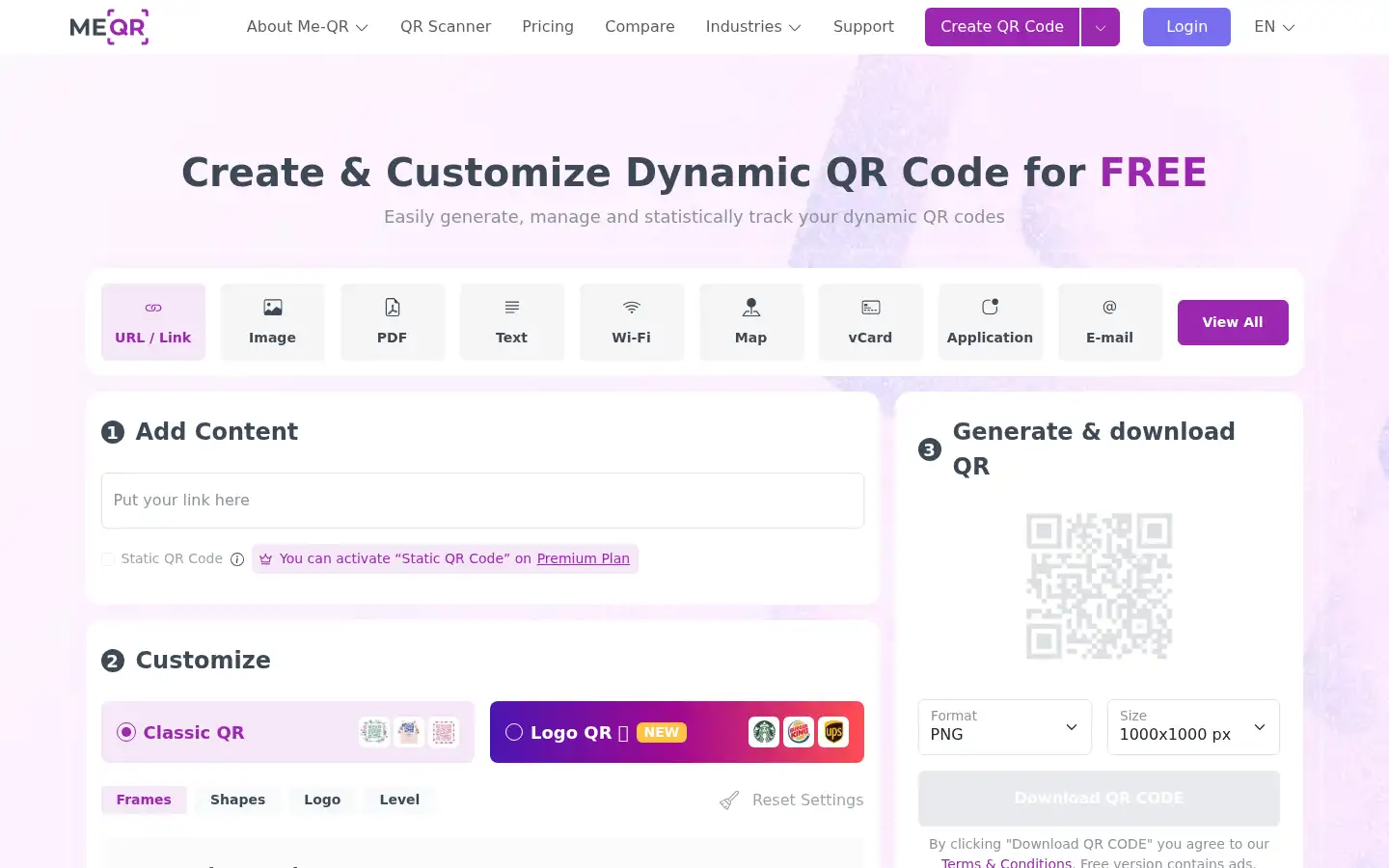 Screenshot of me-qr.com