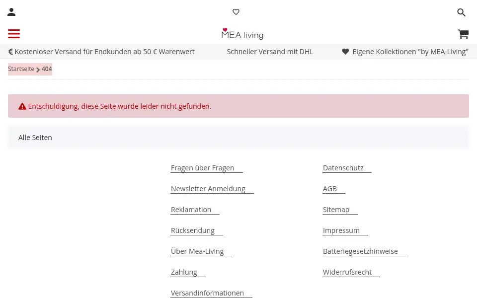 Screenshot of mea-living.de