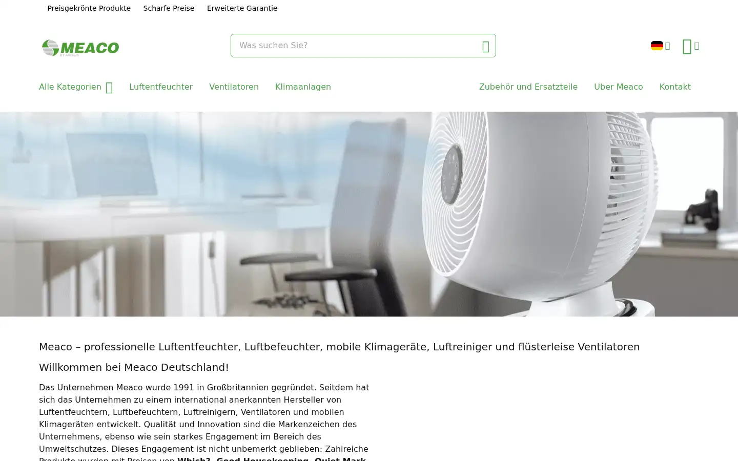 Screenshot of meaco.de