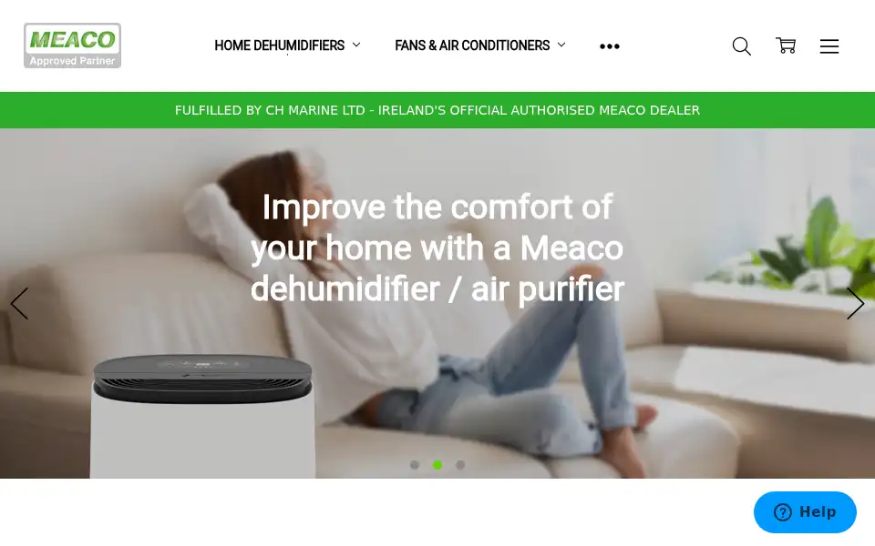 Screenshot of meaco-dehumidifiers.ie