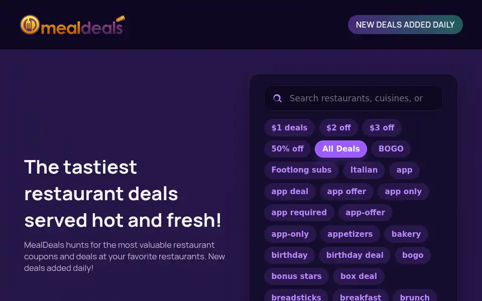 Screenshot of mealdeals.com