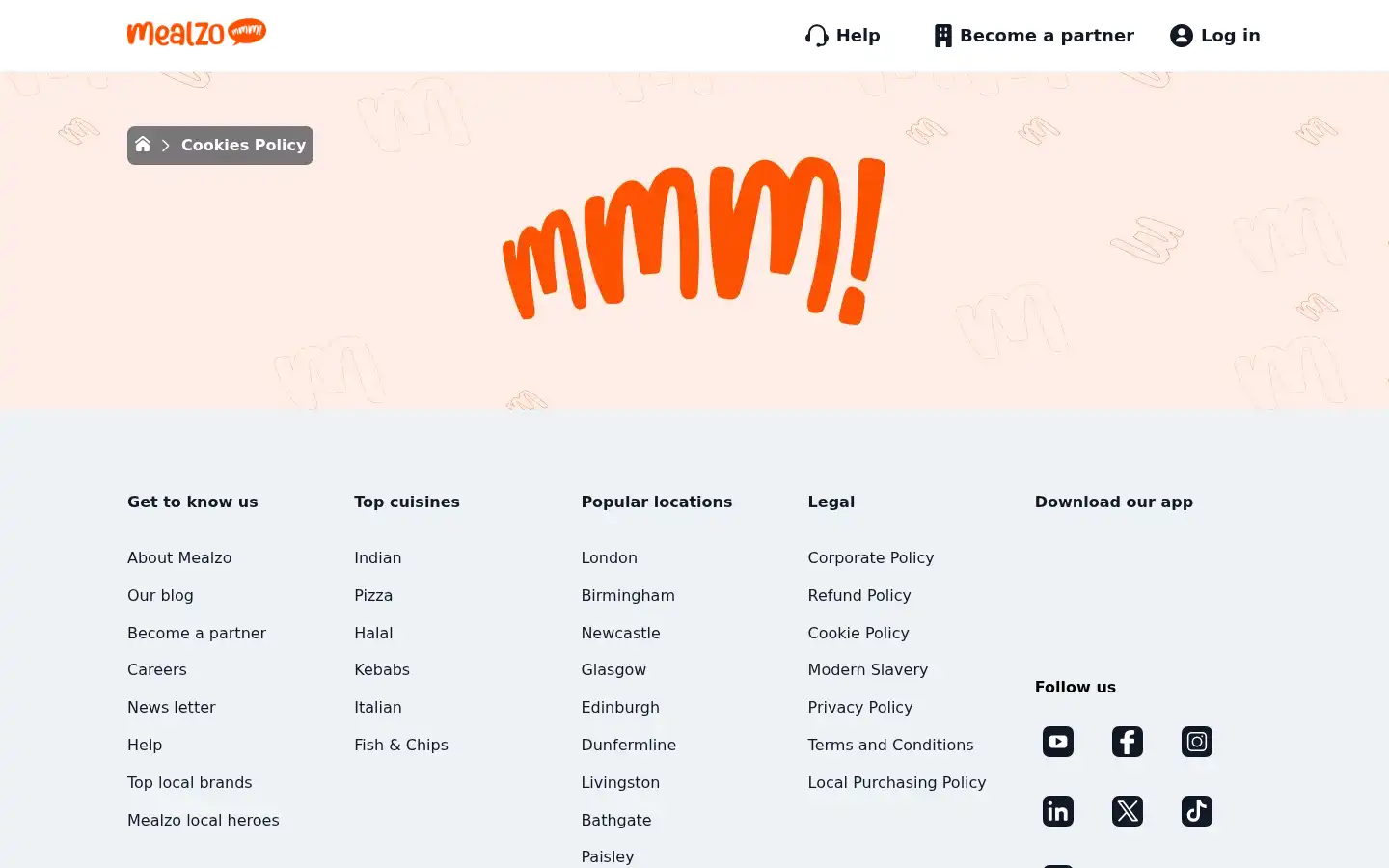 Screenshot of mealzo.co.uk