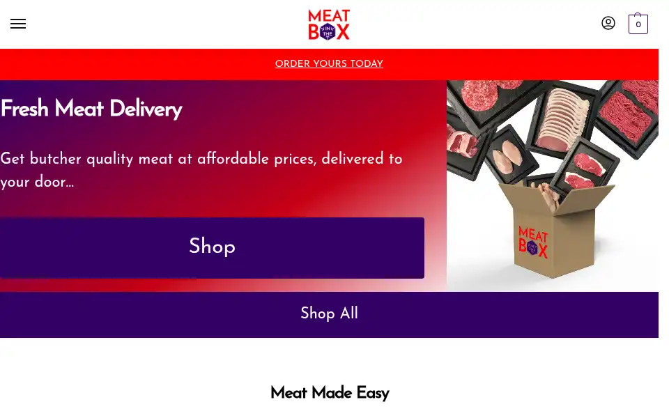 Screenshot of meatinthebox.com