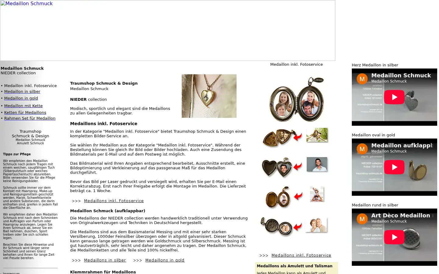 Screenshot of medaillon-schmuck.de