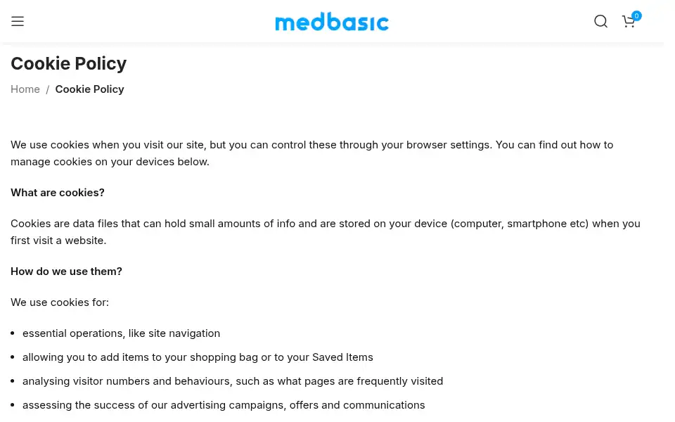 Screenshot of medbasic.co.uk