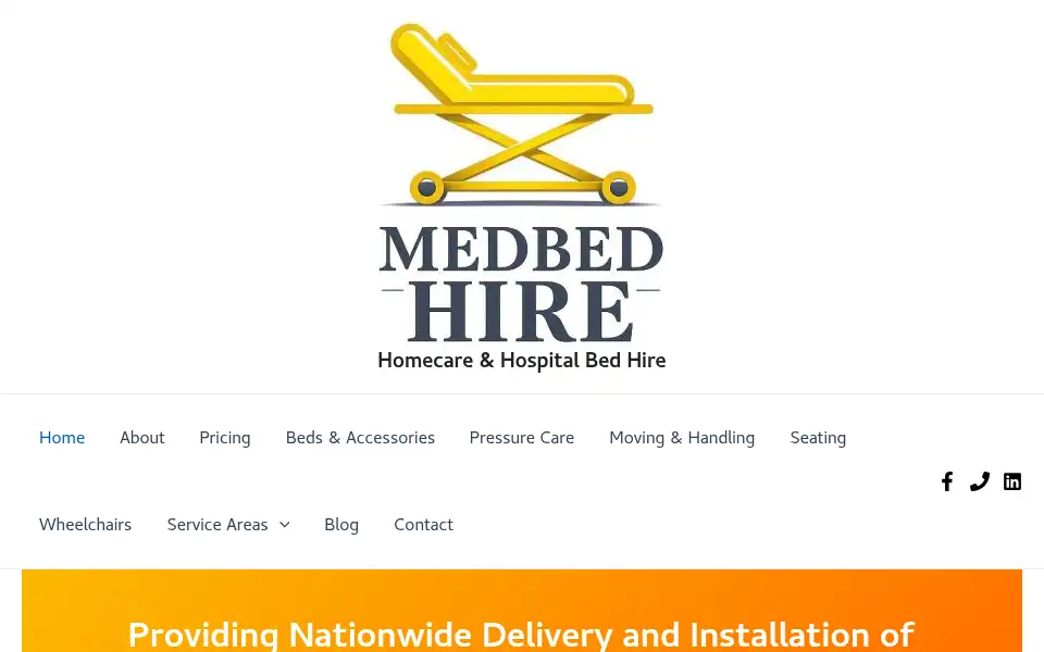 Screenshot of medbedhire.co.uk