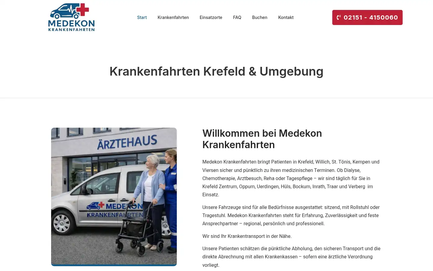 Screenshot of medekon-krankenfahrten.de