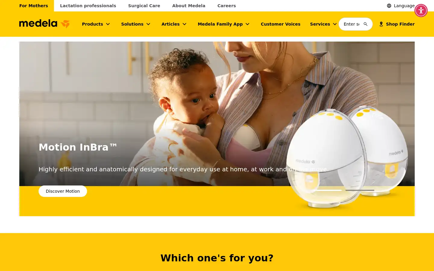 Screenshot of medela.com