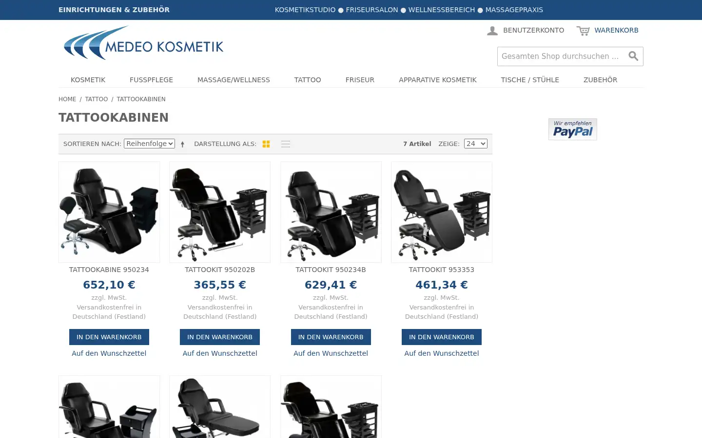 Screenshot of medeokosmetik.de